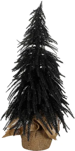 House of Seasons Hänge-Weihnachtsbaum mit Burlap Schwarz TIPS 256 - Stylischer Hänge-Weihnachtsbaum aus Kunststoff in Schwarz, Höhe 45 cm und Durchmesser 25 cm. Ideal für festliche Dekorationen und platzsparende Lösungen in Ihrem Zuhause.