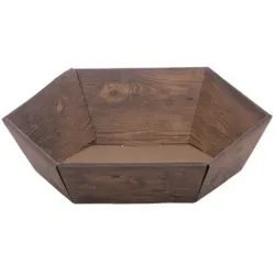 Präsentkorb Sechseck VINTAGE Holzoptik klein in beige von Hochhaus