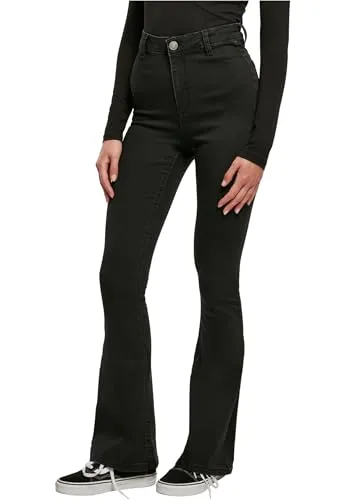 Urban Classics Damen Hose Ladies Super Stretch Bootcut Denim Pants Black Stone Washed 34