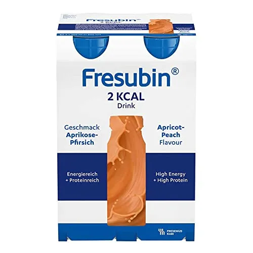 Fresenius Kabi Fresubin 2 kcal Drink Aprikose Pfirsich, 4 x 200 ml - Drogerie & Körperpflege, eiweißreiche Trinknahrung mit hoher Energiedichte für bedarfsdeckende Versorgung mit Vitaminen und Spurenelementen.