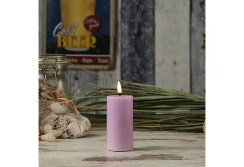 Deluxe Homeart LED-Kerze LED Kerze Mia Echtwachs 3D Flamme flackernd H: 10cm D: 5cm lavendel (1-tlg)