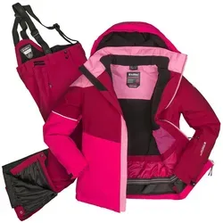 Killtec Mädchen Skianzug Größe 164 wasserdicht 10.000 mm Wassersäule - Skijacke pink bordeaux, Skihose bordeaux