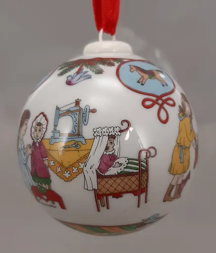 Hutschenreuther Weihnachtskugel 2005 Porzellan OVP Nähstube