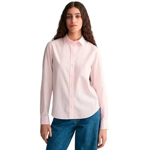 GANT Damen REG POPLIN Stripe Shirt Bluse, Light PINK, 46 von GANT