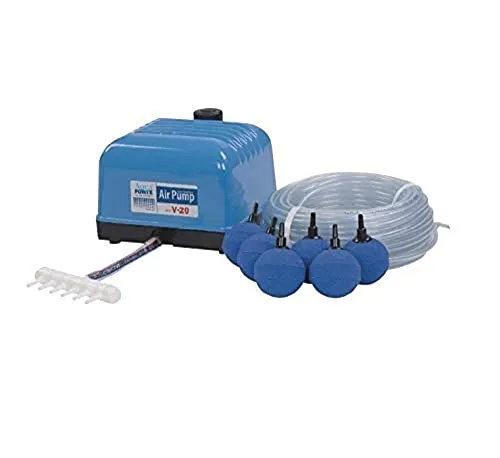 AquaForte Original-SET Luftpumpe Hailea V20, 9l/min bei 1,2m, inkl. 4 Steine und 25m 4/6 Schlauch