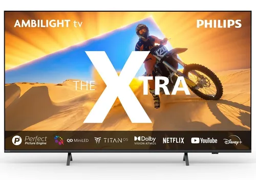 Philips 65PML9049 The Xtra 4K QD Ambilight TV - Fernseher mit 65 Zoll, 4K Ultra HD und Mini LED-Technologie für beeindruckende Bildqualität und lebendige Farben, ideal für ein fesselndes Fernseherlebnis.