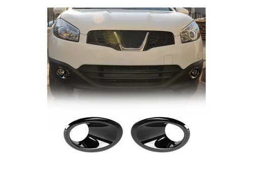 OMAC Zierleisten-Aufkleber Nebelscheinwerfer Rahmen für Nissan Qashqai +2 2008-2014 ABS Dunkel, (2tlg), Langlebig,Einfache Reinigung,Einfache Installation,Rostbeständig