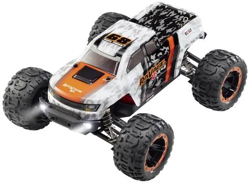 Reely RaVage 4x4 V2 Orange/Weiß - 1:16 RC Monstertruck mit Allradantrieb - RC-Modelle - Leistungsstarker Monstertruck mit bis zu 30 km/h, spritzwassergeschütztem Fahrwerk und einstellbaren Aluminium-Stoßdämpfern für ultimative Off-Road-Abenteuer.