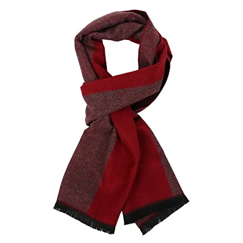 sy soul young Herren Herbst Baumwolle kariert Schal- Winter Jungen Warm Lange Scarf mit Luxuriöse eschenkbox(Rot)