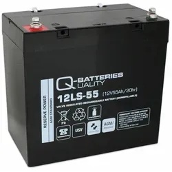 Q-Batteries 12LS-55 AGM-Bleiakku 12V - 55Ah - Batterien & Akkus, wartungsfrei und sofort einsatzbereit mit 10 Jahren Lebensdauer - ideal für USV-Anlagen und Notstromversorgung.