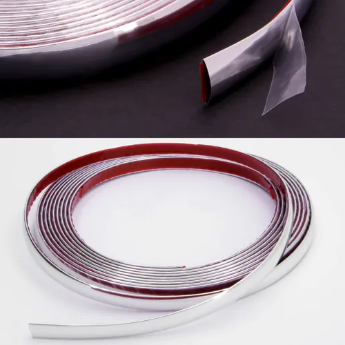 Zierleiste 12mm x 5m | Chrom | flexibel selbstklebend | Kontur Leiste universal