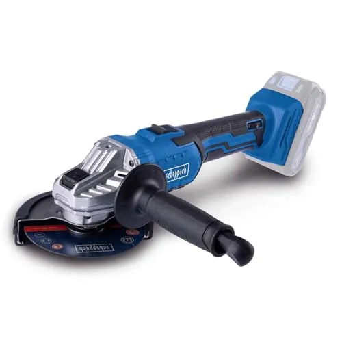 Scheppach Akku-Winkelschleifer C-AG125-X 20V - Schleifmaschine der IXES-Serie mit Softstart, ideal für kabelloses Arbeiten. Drehzahleinstellung von 2500-10000 min-1 für präzises Schleifen und Trennen – Akku und Ladegerät separat erhältlich.
