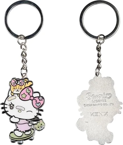 Konix Hello Kitty Schlüsselanhänger - 4 x 4 cm - Metall - Skateboard - Motiv