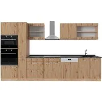 Vicco Küchenzeile R-Line 350 cm, Artisan-Eiche/Goldkraft Eiche