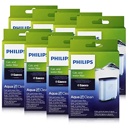 Philips CA6903/10 AquaClean Wasserfilter für Saeco Automaten (8er Pack) - Wasserfilter für Kaffeemaschinen, entfernt Kalk und sorgt für konstant hochwertigen Kaffee ohne Verunreinigungen.