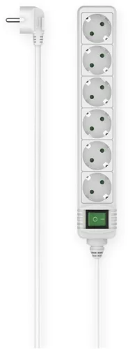 Hama 00223007 Steckdosenleiste mit Schalter - 1,4 m Kabellänge, praktische Lösung für sicheren Stromanschluss in Weiß