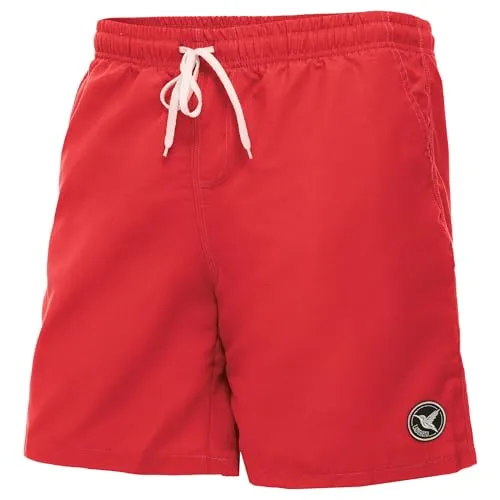 Ladeheid Badehose Herren, Bequeme Lange Badeshorts mit Breitem Gummibund, Kordelzug und Taschen, Schwimmhose Boardshorts – LA40-129 (Rot, XXL)