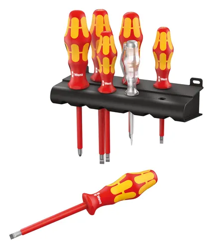 Wera 05006148001 160 i 165 i 7 Rack - 7-teiliges VDE-isoliertes Schraubendrehersatz, sicher bis 1.000 Volt mit Werkzeugfinder und Lasertip-Spitze