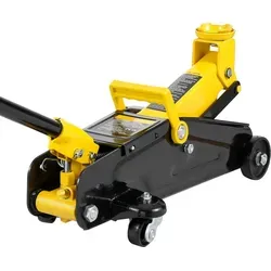 SucceBuy 2 Tonnen Wagenheber mit niedrigem Profil, robuster hydraulischer Wagenheber aus Eisen, Schnellhubpumpe, Hubbereich 12,4 - 33,3 cm, Gelb