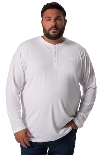 Men Plus Herren große Größen Übergrößen Menswear L-8XL Henley, Basic, Langarm, Rundhals schneeweiß 3XL 836383200-3XL