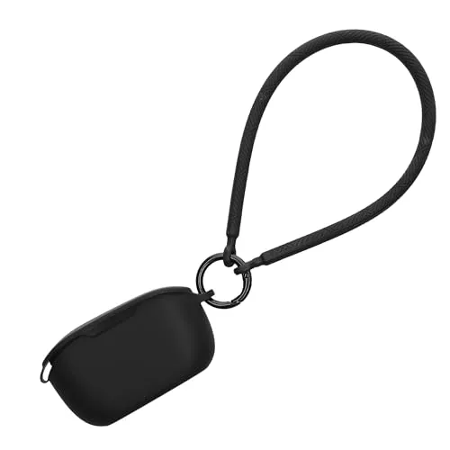 kwmobile Hülle kompatibel mit JBL Vibe Buds Kopfhörer - Silikon Schutzhülle Etui Case Cover - mit Handschlaufe Schwarz