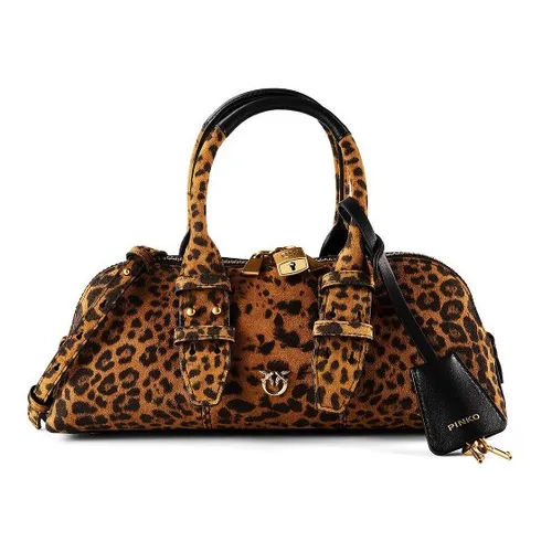 Pinko Bowling Horizontal Handtasche - Damen | Braun/Schwarz 105334-A32A-M35Q - Stilvolle Pinko Bowling Horizontal Handtasche aus hochwertigem, aufgerautem Leder in trendigem Design. Perfekt für jeden Anlass und ideal für die tägliche Nutzung.