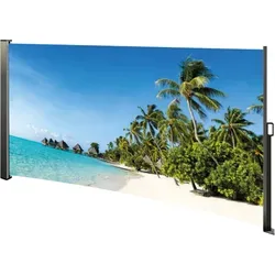 Seitenmarkise LEMODO mit Fotodruck Südsee, 180 cm hoch - Sichtschutz mit exklusivem Fotodruck in 180 cm Höhe, ideal für Garten und Balkon. Schützt vor neugierigen Blicken und starken Sonnenstrahlen, einfach zu montieren und ausziehbar.