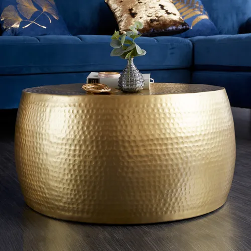 riess-ambiente Couchtisch ORIENT III Ø60cm - Gold, Handmade Design - Eleganter Couchtisch aus Metall im Hammerschlag Design, rund und pflegeleicht – perfekt für stilvolle Wohnzimmerakzente.