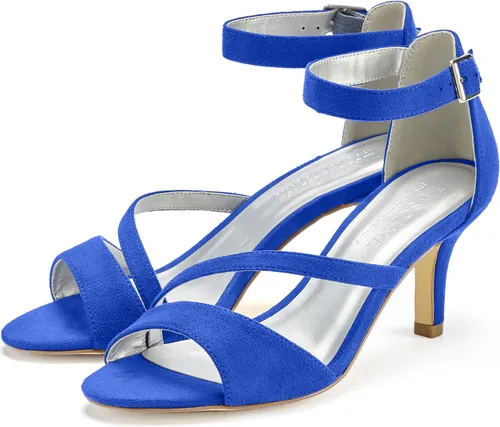 LASCANA Sommerschuh Sandalette Damen, Gr. 39, royalblau - Feminine High-Heel-Sandalette mit veganem Obermaterial aus Textil. Ideal für den Sommer, mit einer Absatzhöhe von 7 cm, die jeden Look aufwertet.
