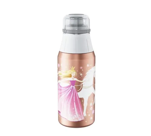 alfi KIDS BOTTLE 600ml, flower princess - Trinkflasche für Kinder aus Edelstahl, absolut dicht mit Drehverschluss, ideal für Schule und Sport, BPA-frei und fruchtsäurebeständig.