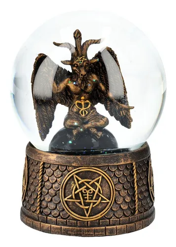 Figuren Shop GmbH Baphomet Schneekugel - Schneekugel mit Baphomet, ein einzigartiges Gothic-Dekorationsstück, das mystische Atmosphäre in Ihr Zuhause bringt.