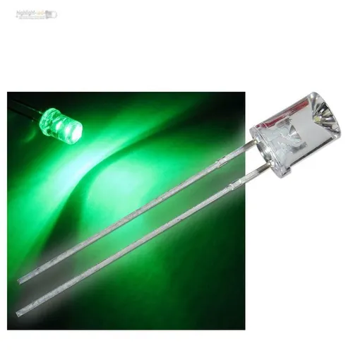 LED 5mm konkav grün Leuchtdioden wasserklar grüne concave LEDs 50 x