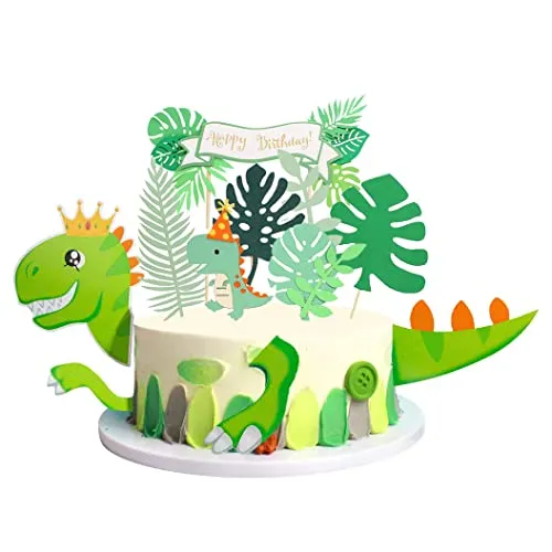 HCRXVV Dino Tortendeko 8Pcs tortendeko dinosaurier Großer dino geburtstag deko,tortendeko geburtstag junge,dino deko kindergeburtstag kuchen Personalisiert Baby Party Cake Topper
