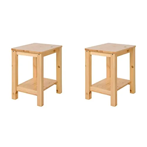 Homestyle4u 2271 Holzhocker, 2er Set aus massivem Kiefernholz - Hocker fürs Kinderzimmer, stabil und vielseitig nutzbar als Sitzhocker oder Beistelltisch. Abgerundete Kanten sorgen für ein angenehmes Sitzgefühl.