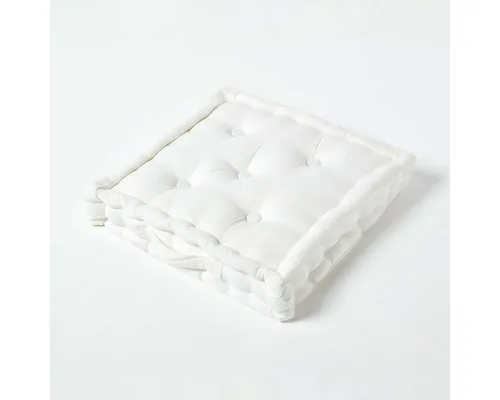 Homescapes Bodenkissen 40 x 40 cm - Unifarben Naturweiß - Kissen in hochwertiger Kaliko Baumwolle, ideal als Bodenkissen oder Stuhlauflage. Mit praktischem Tragegriff, bequem und vielseitig einsetzbar – perfekt für jedes Zuhause!