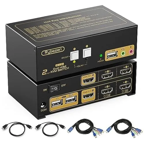HDMI KVM Switch 2 Monitore – 4K 30Hz für 2 Computer