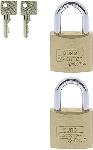 Burg Wächter Vorhängeschloss, 2er-Set, 5 mm Bügelstärke, 4 Schlüssel, Duo 222 30 SB, Bügelstärke: 5,0 mm / Höhe : 35,3 mm