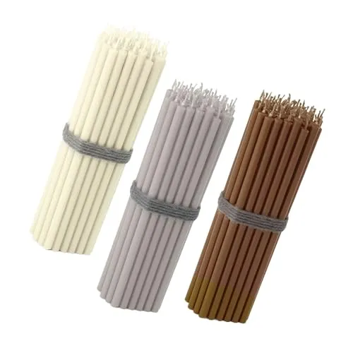 NKlaus 150er Stabkerzen Set – Creme, Grau & Braun – 16 cm, tropffrei & rußfrei - Set mit 150 dünnen Stabkerzen in eleganten Naturfarben: ideal für stilvolle Dekoration und Veranstaltungen. Tropffreies Brennverhalten sorgt für eine saubere Nutzung. Perfekt für Boho- und Herbst-Deko!