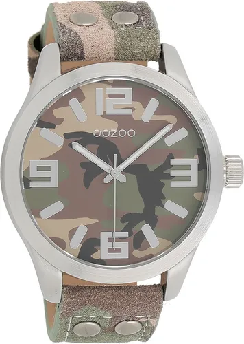 OOZOO Quarzuhr C1066 - Camouflage Armbanduhr mit Nieten - Armbanduhren mit hochwertigem Miyota Quarzlaufwerk, spritzwassergeschützt und im trendigen Camouflage-Design. Ideal für modebewusste Männer, die einen einzigartigen Look suchen.