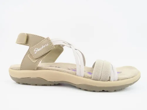 Skechers Damen Sandalen REGGAE SLIM-TAKES TWO Grau 41 EU - Bequeme Riemchensandale für Damen mit verstellbarem Fersenriemen und weichem Memory Foam Fußbett. Ideal für Freizeit und Outdoor-Aktivitäten. Maschinenwaschbar für einfache Pflege.
