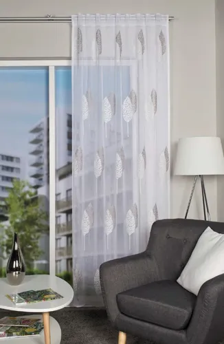 HOME WOHNIDEEN Gardine ALAVARO, Multifunktionsband - Fertiggardinen mit transparentem Design, Maße: 245x140 cm, pflegeleichtes und strapazierfähiges Polyester, ideal für stilvolle Fensterdekoration.