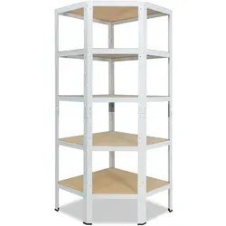 shelfplaza Eckregal HOME – 180x60x30 cm, weiß, 5 Böden