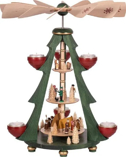 Richard Glaesser Weihnachtspyramide Kirchdorf 3-stöckig