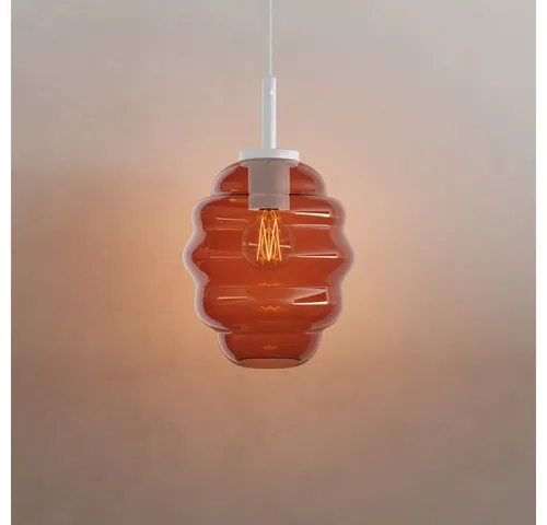 s.luce Hängeleuchte Echos - Braun, Oval, 18x20 cm - Moderne Hängeleuchte mit einzigartigem Design aus mundgeblasenem Glas. Flexibel einsetzbar mit anpassbarem Textilkabel für individuelle Lichtgestaltung in jedem Raum.