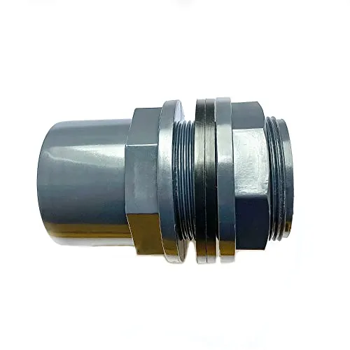 Adrenalin-Fishing PVC-U Tankdurchführung DN40 Tankverschraubung Klemmverschraubung 40mm mit 2 X Klebemuffen inkl. 2 X Dichtung & Kontermutter