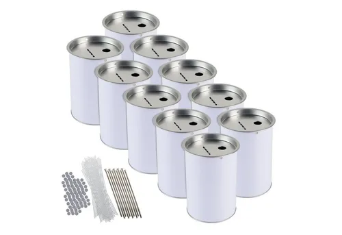 HMF Spardose Spendendose 10-tlg. – 10,0 cm Ø, 14,5 cm hoch - Spardosen für Spendensammlungen, inklusive Zubehör wie Plomben und Drähte, ideal zum Bekleben oder Beschriften.