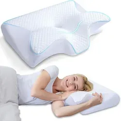 Nackenkissen, Memory Foam Kissen, Orthopädisches Kissen, Kopfkissen, Schlafkissen, Gegen Nackenschmerzen, für Seitenschläfer & Rückenschläfer - Weiß