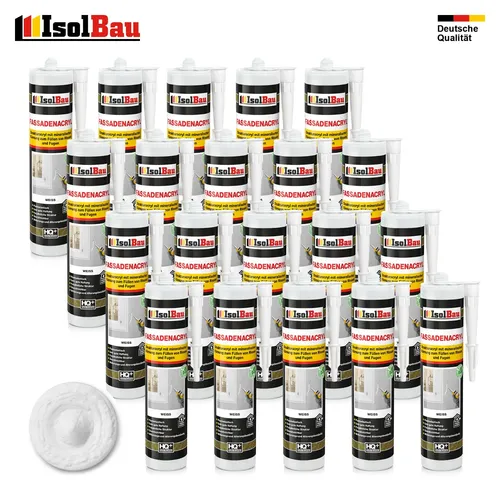 Fassadenacryl Strukturacryl Weiss 20 x 300ml - Dichtstoffe & Fugenmittel, plastoelastisch und geruchsneutral, ideal für Innen- und Außenanwendungen mit sehr guter Haftung auf verschiedenen Untergründen.