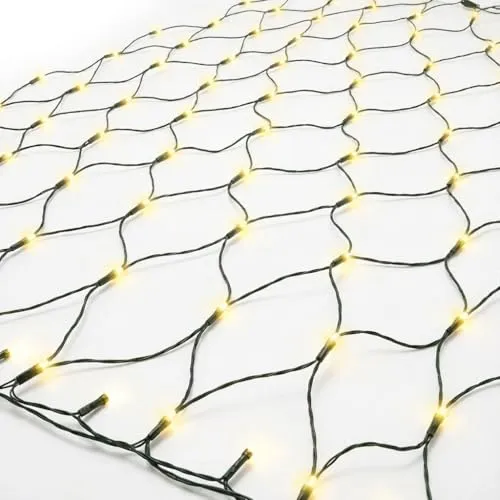 Gartenpirat LED-Lichternetz 2x2 m 160 LED warmweiß mit Timer-Funktion Lichterkette Netz Beleuchtung außen innen