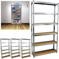 TRUTZHOLM Schwerlastregal 4x 200x100x30 - Steckregal-Set für hohe Tragkraft von bis zu 900 kg, ideal zum Lagern schwerer Gegenstände in Keller, Garage oder Büro. Werkzeugloser Aufbau und flexible Höhenverstellung der 6 Ebenen.